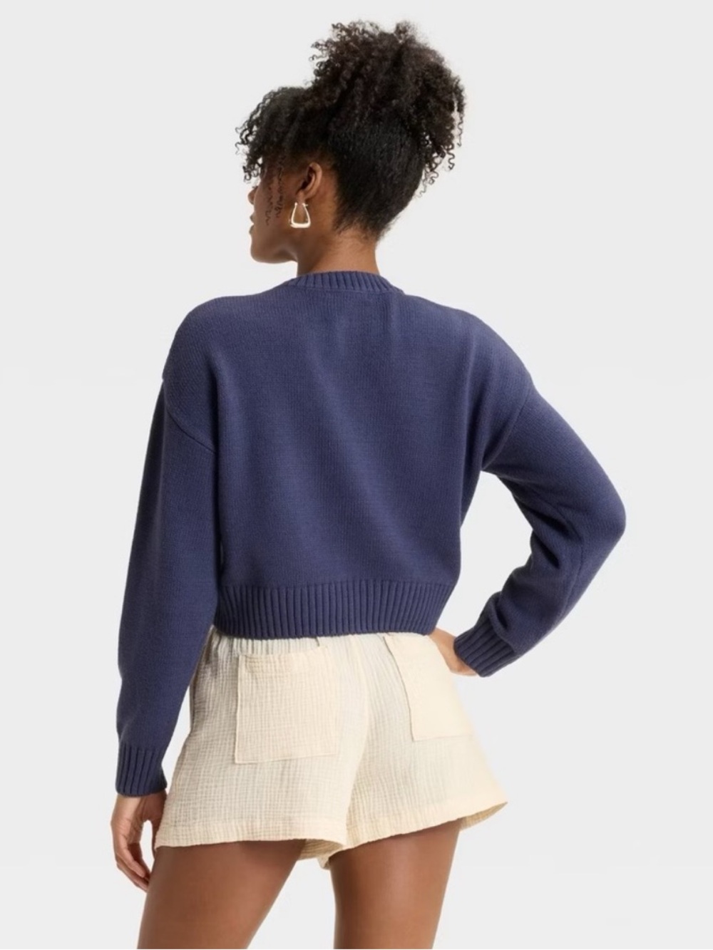 NWT Grayson Threads Patriotic Bear Cropped Crewneck Sweater in Blue Size XL - Picture 2 of 9